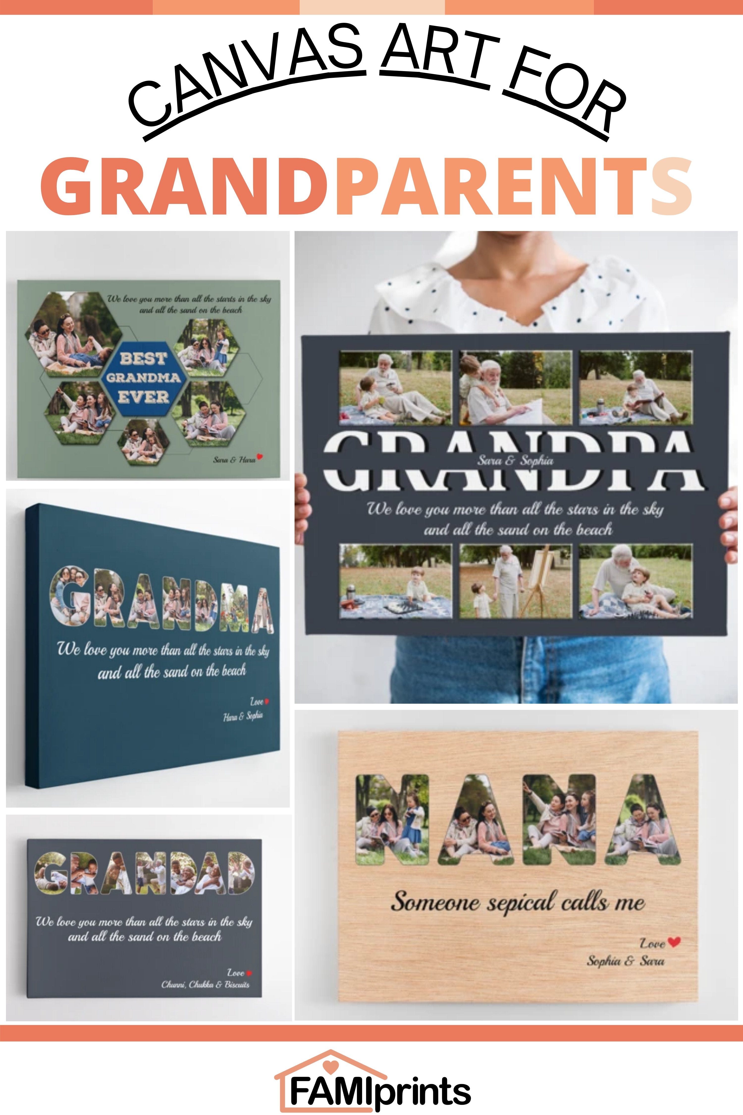 Grandparent Canvas Wall Art | FamiPrints | Trending Personalized Family Gifts