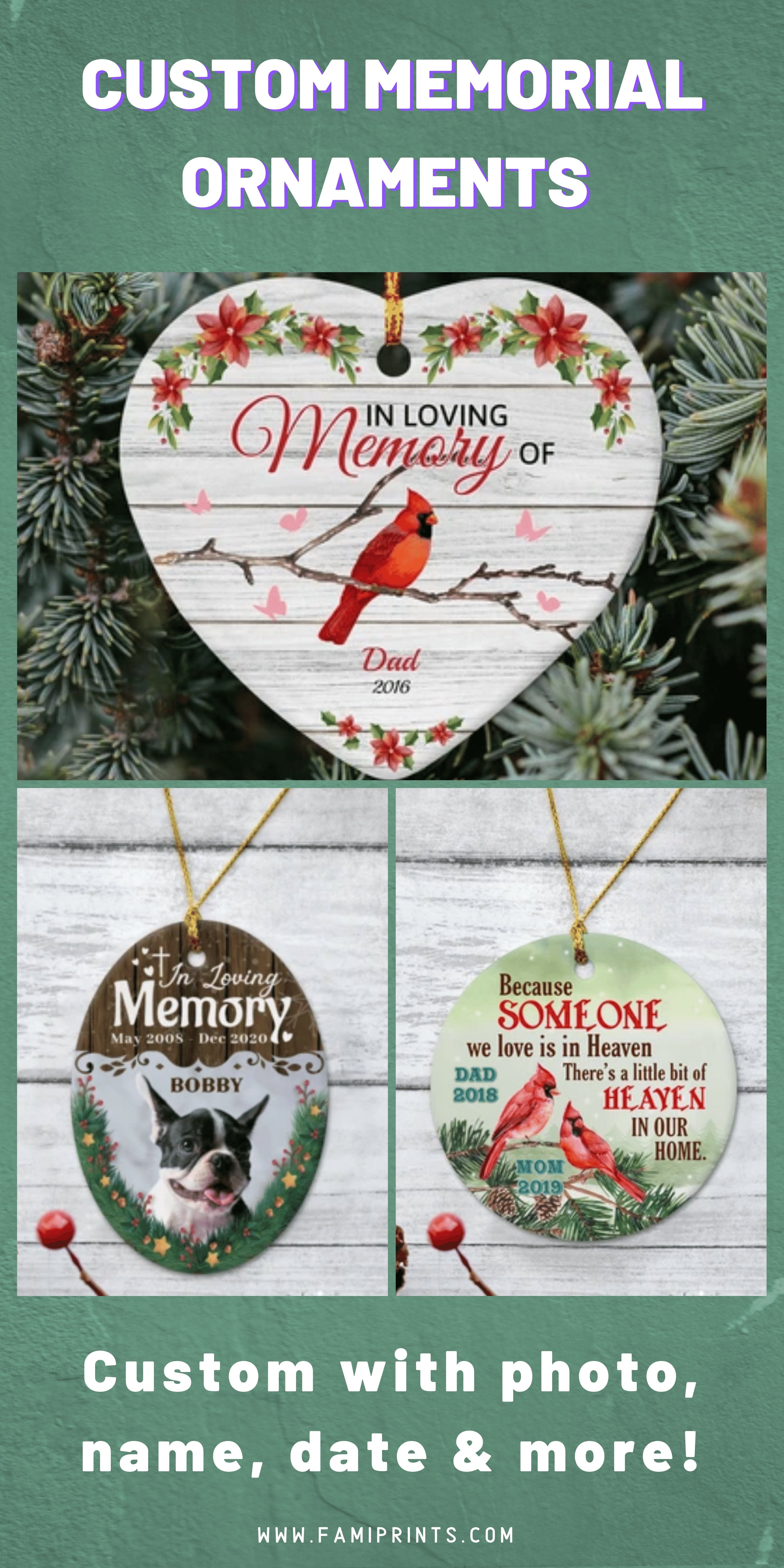 Personalized Memorial Christmas Ornaments | FamiPrints | Trending Personalized Family Gifts