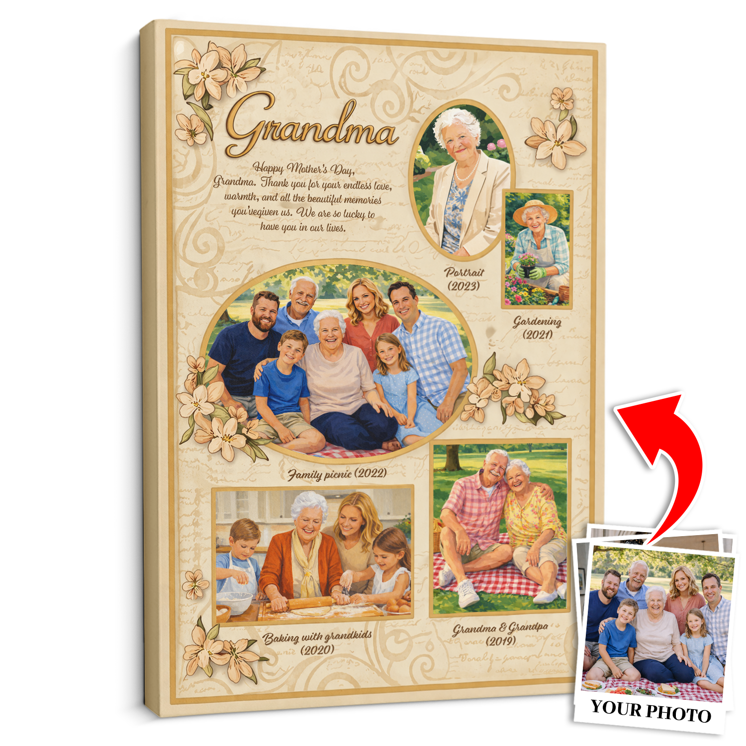 Personalized Grandma Canvas – Custom Photo Collage Gift for Grandma