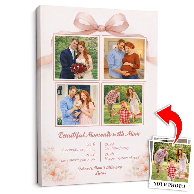 Personalized Mom Photo Collage Canvas Gift Family Moments Art