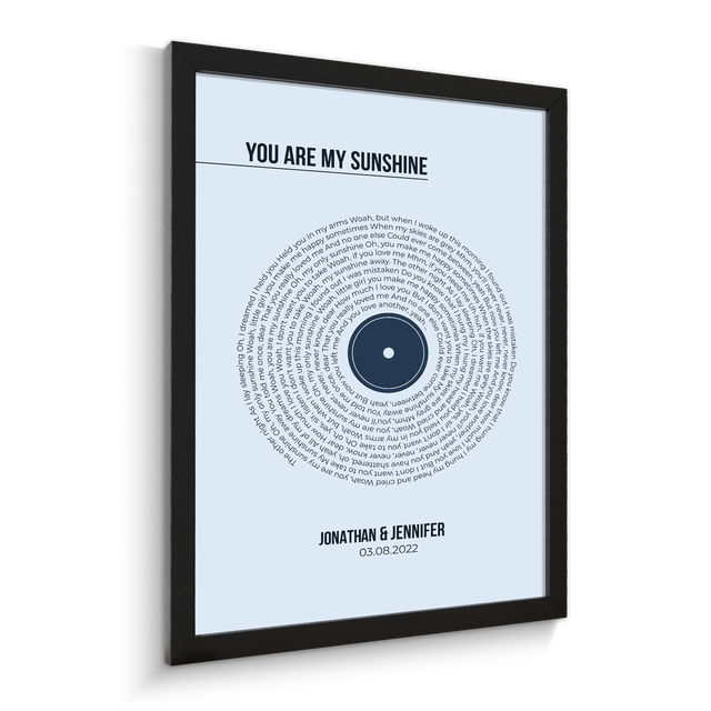 Custom Song Lyrics Print, Minimalist Pastel Blue Vinyl Record Wall Art