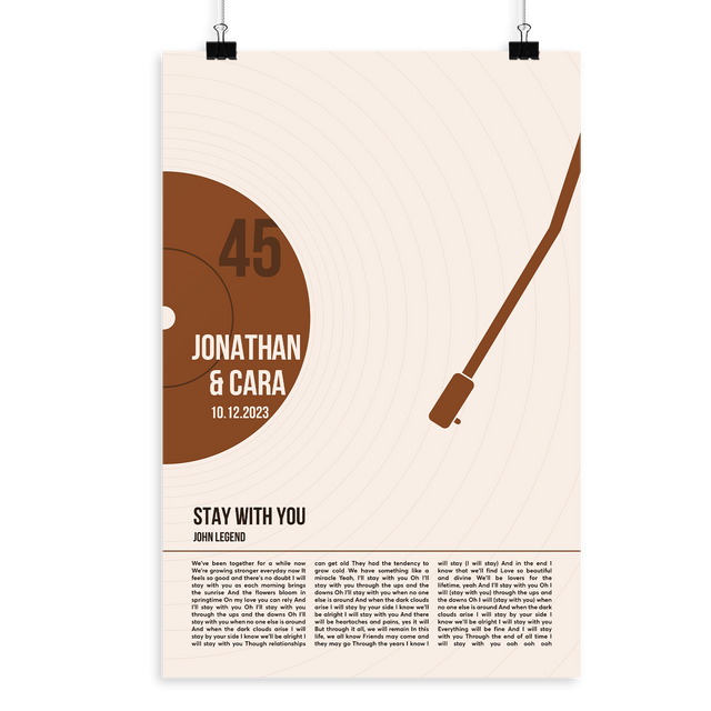 Song Lyrics Framed Print, Minimalist Sandy Vinyl Record Wall Art