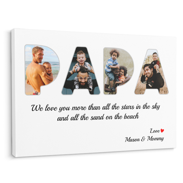 Daddy Custom Photo - Customizable White Background Canvas