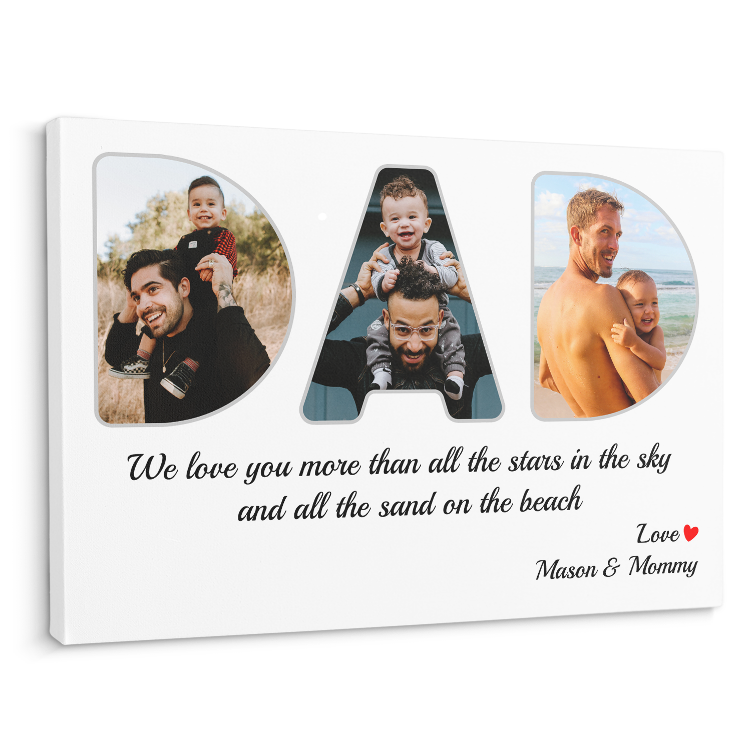 Daddy Custom Photo - Customizable White Background Canvas