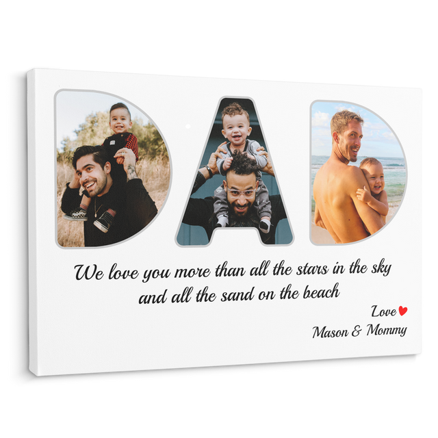 Daddy Custom Photo - Customizable White Background Canvas