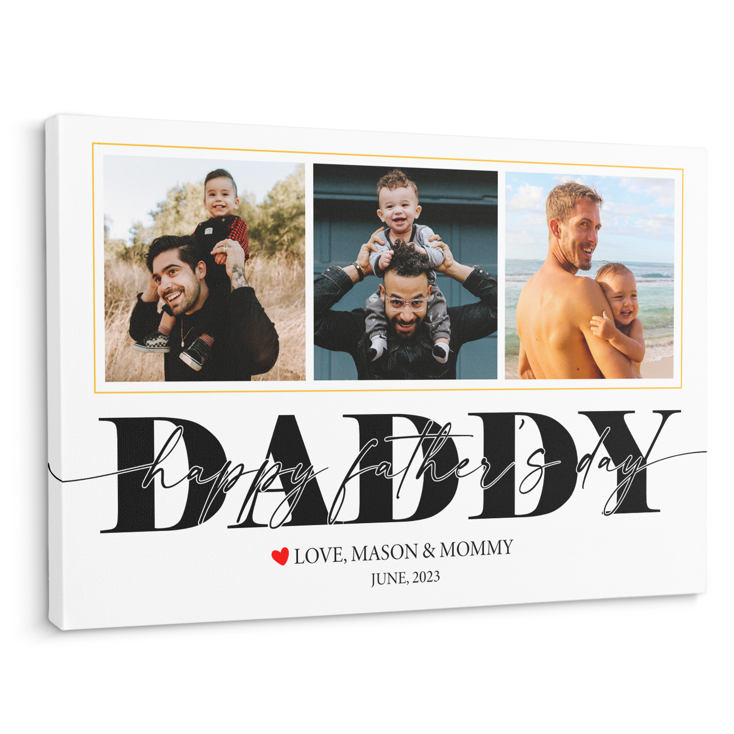 Daddy Happy Father's Day - Customizable White Background Canvas