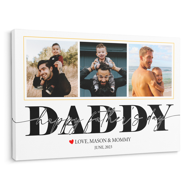 Daddy Happy Father's Day - Customizable White Background Canvas