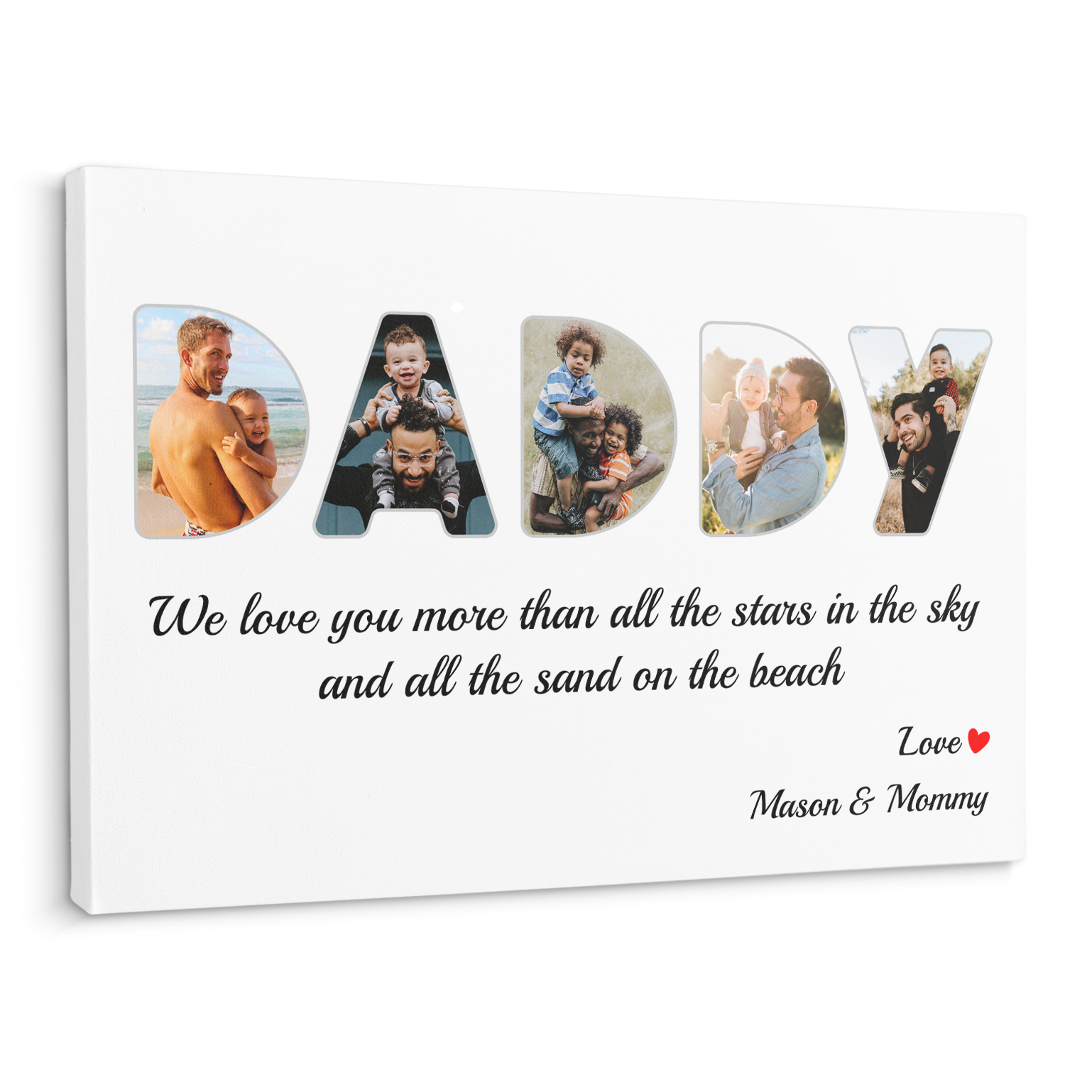 Daddy Custom Photo - Customizable White Background Canvas