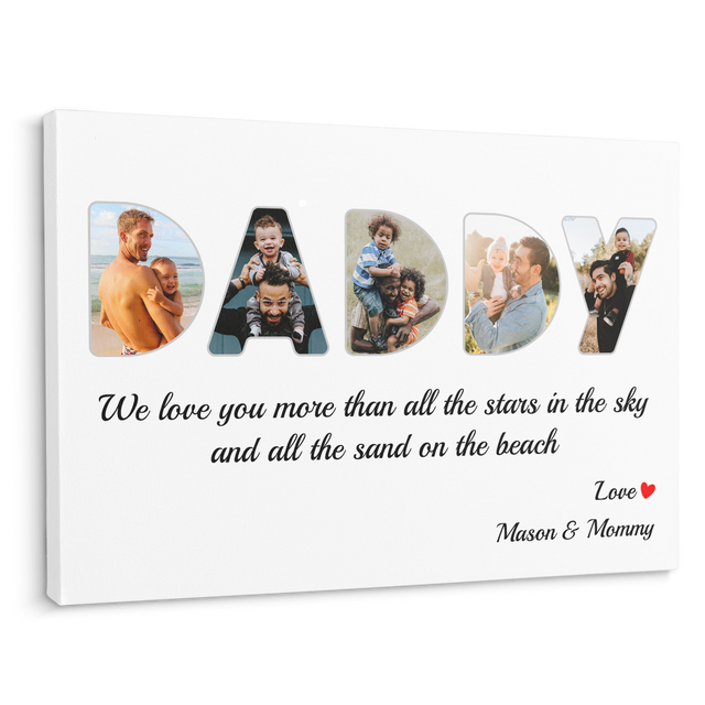 Daddy Custom Photo - Customizable White Background Canvas