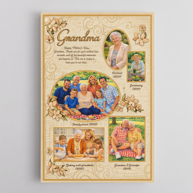 Personalized Grandma Canvas – Custom Photo Collage Gift for Grandma