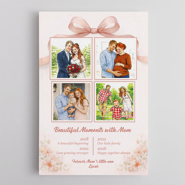 Personalized Mom Photo Collage Canvas Gift Family Moments Art
