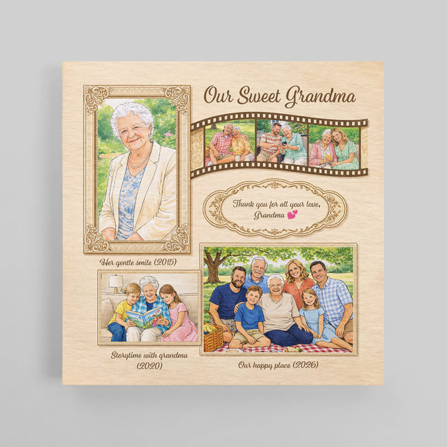 Personalized Grandma Photo Canvas – Custom Family Memory Gift for Grandma