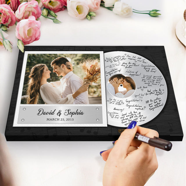 Personalized Vinyl Record Canvas, Wedding Guest Book Alternative