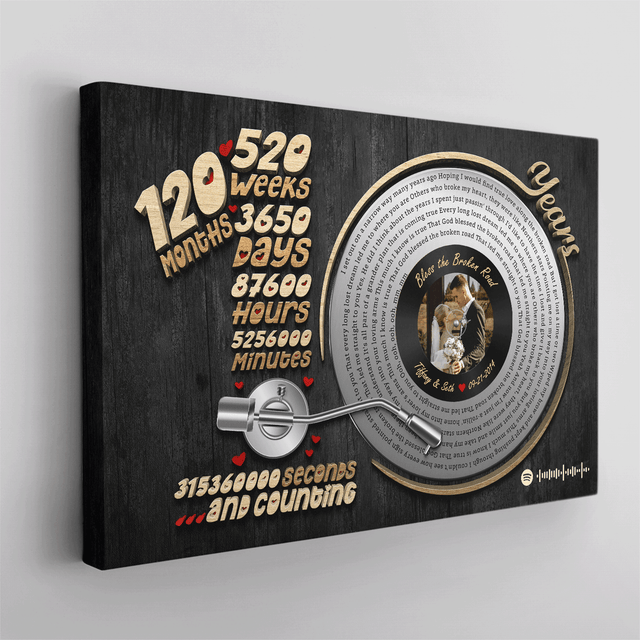 Romantic custom canvas for ten year wedding anniversary