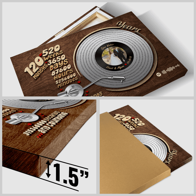 Vinyl record wall art showing 315 million seconds of love