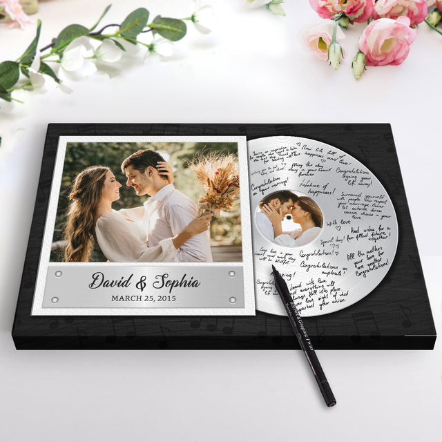 Personalized Vinyl Record Canvas, Wedding Guest Book Alternative