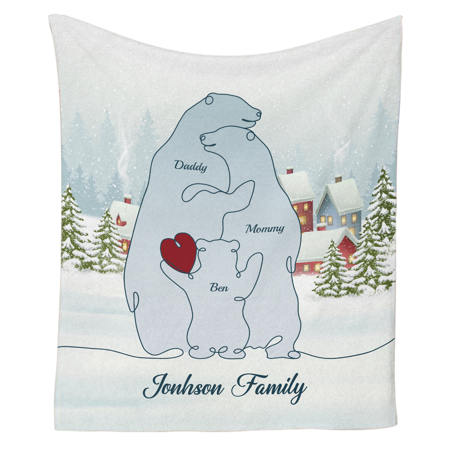 Personalized Polar One Line Art Christmas Comfort Blanket