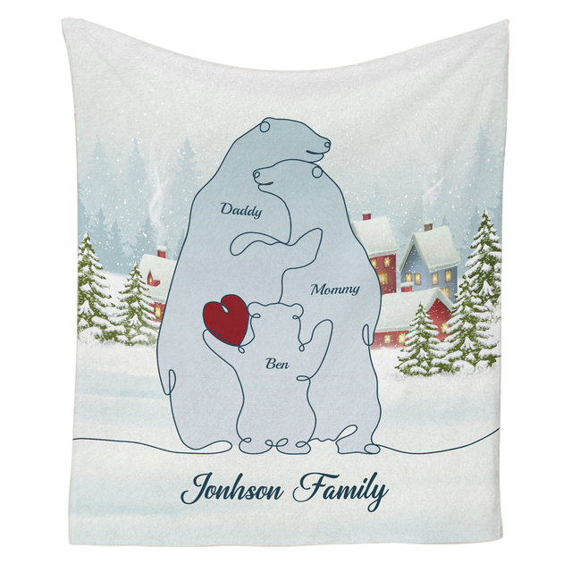Personalized Polar One Line Art Christmas Comfort Blanket
