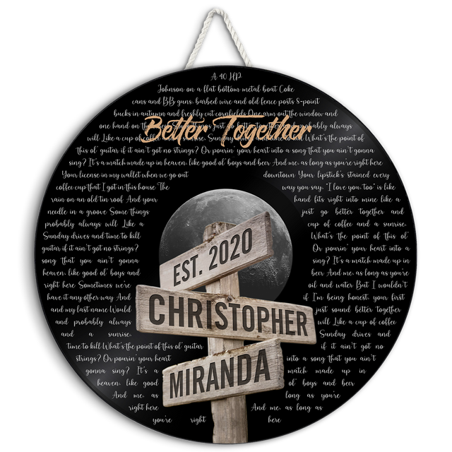 Custom Song Lyrics, Customizable Song Name And Text, Street Sign Style, Round Wood Sign