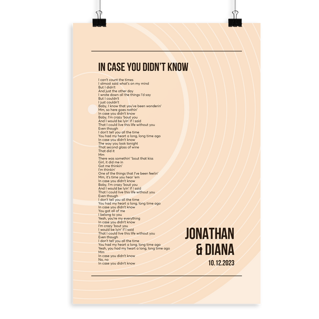 Song Lyrics Wall Art, Minimalist Sandy Vinyl Record Framed Art Print