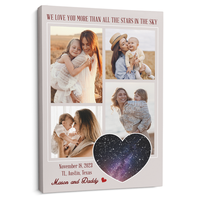 Mom Star Map Photo Collage Canvas Print Custom 4 Pictures