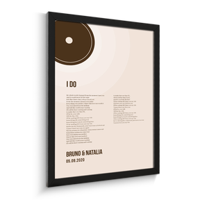 Minimalist Sandy Vinyl Record, Custom Song Lyrics Framed Art Print