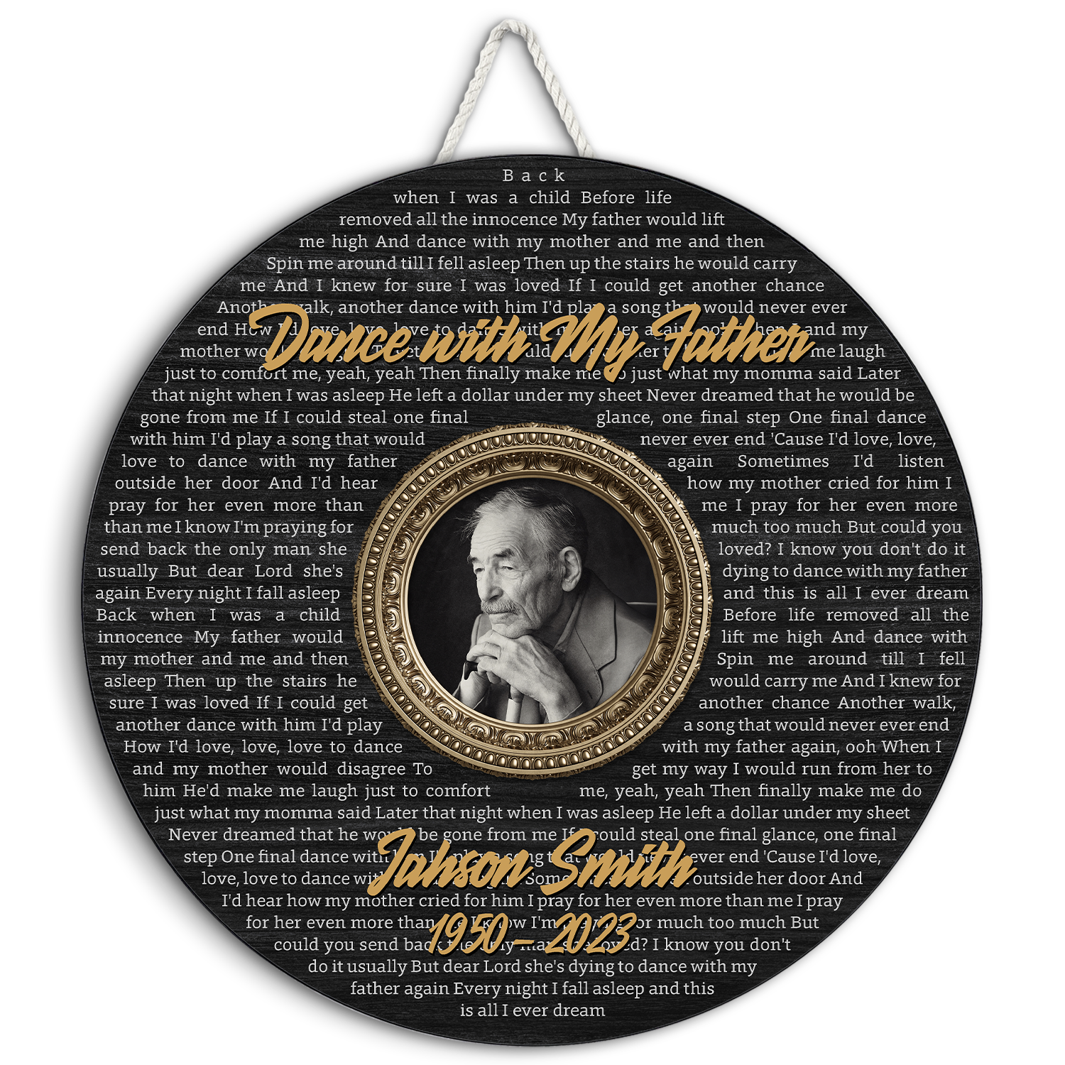 Custom Song Lyrics & Photo, Personalized Memorial Round Wood Sign