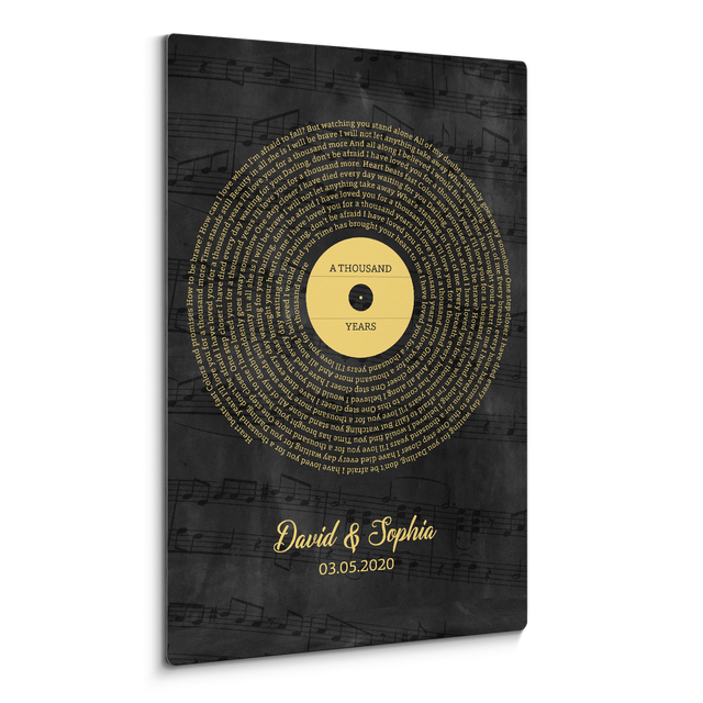 Personalized Gold Vinyl Record Song Lyrics Metal Print