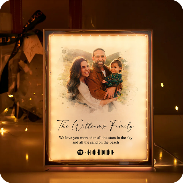 Personalized Watercolor Potrait, Family Name & Spotify Code