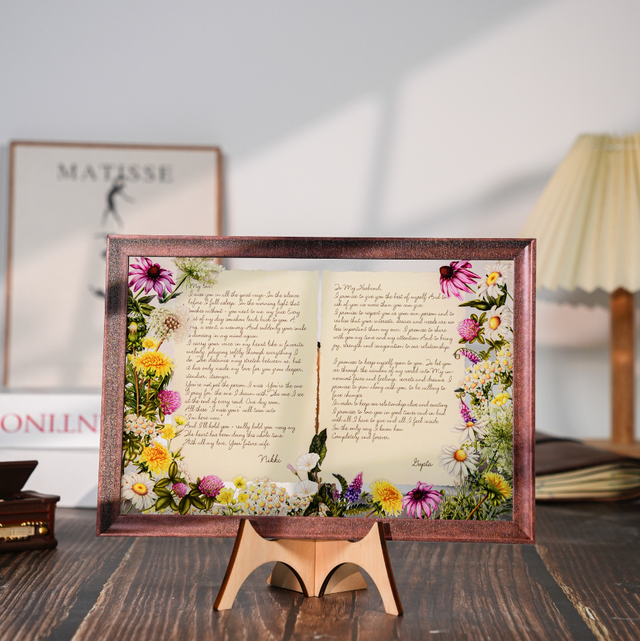 Personalized Wedding Vows 2 Layered Mix Wooden Art 12x8 inch KA05