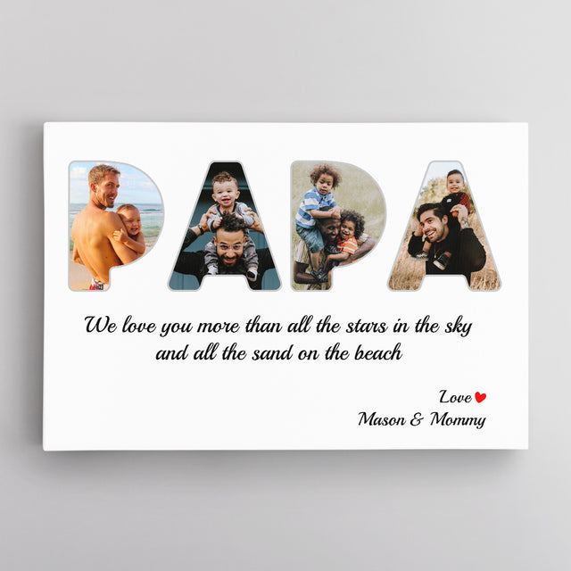 Daddy Custom Photo - Customizable White Background Canvas