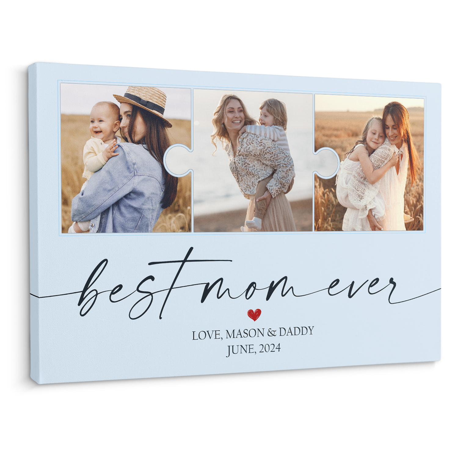 Best Mom Ever Photo Collage Canvas Print Light Blue Background