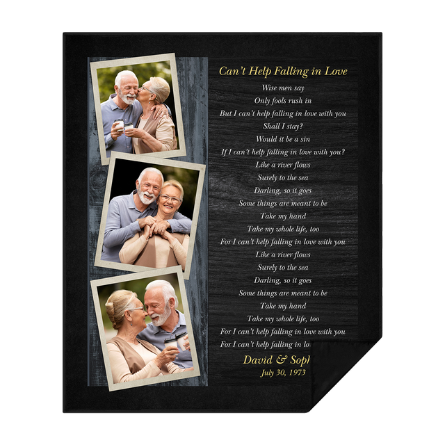 Custom Song Lyric Picnic Blanket – Personalized Photos, Names & Date