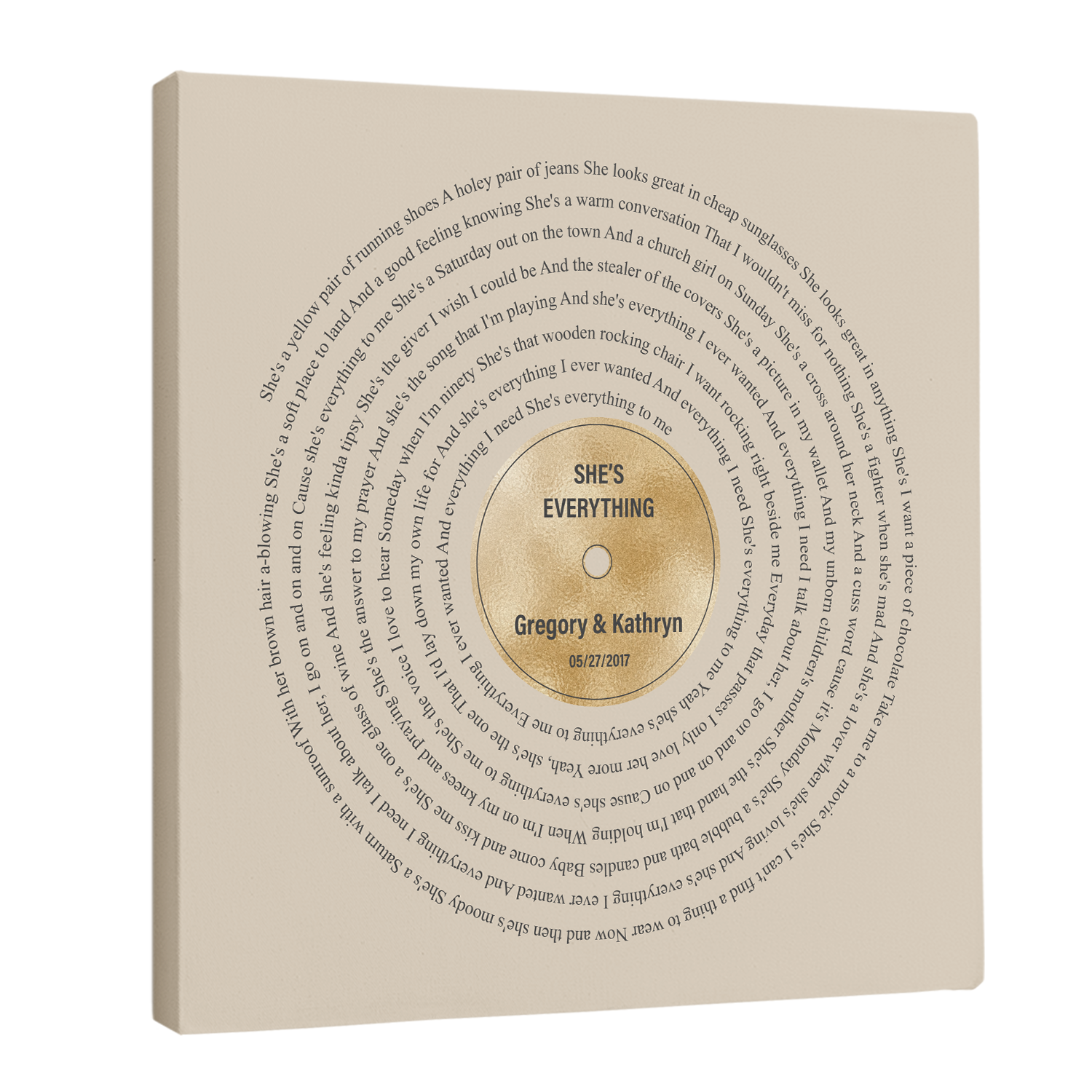 Vintage Harmony Square Canvas, Customize Song Lyric Art Prints