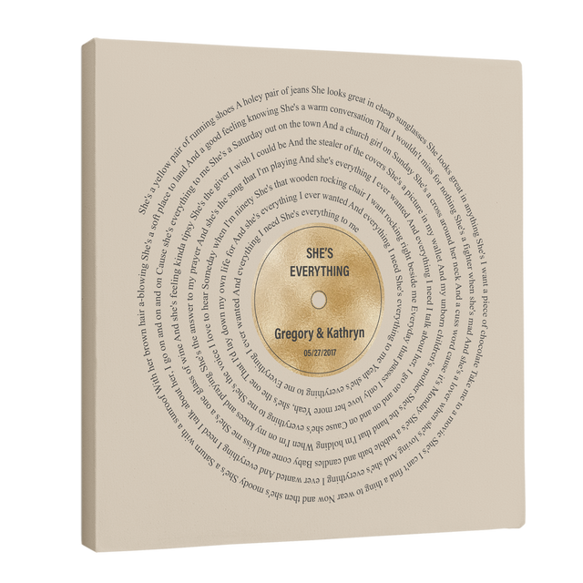 Vintage Harmony Square Canvas, Customize Song Lyric Art Prints