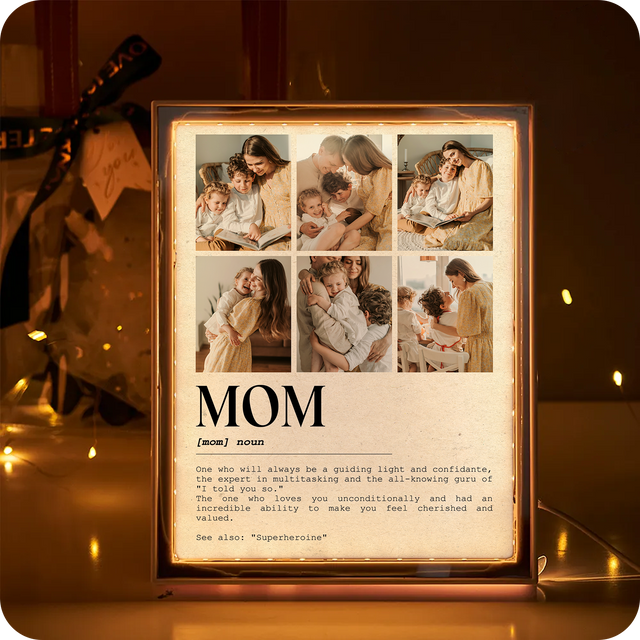 Photo Collage & Mom Definition - Custom LED Mirror Frame Lamp