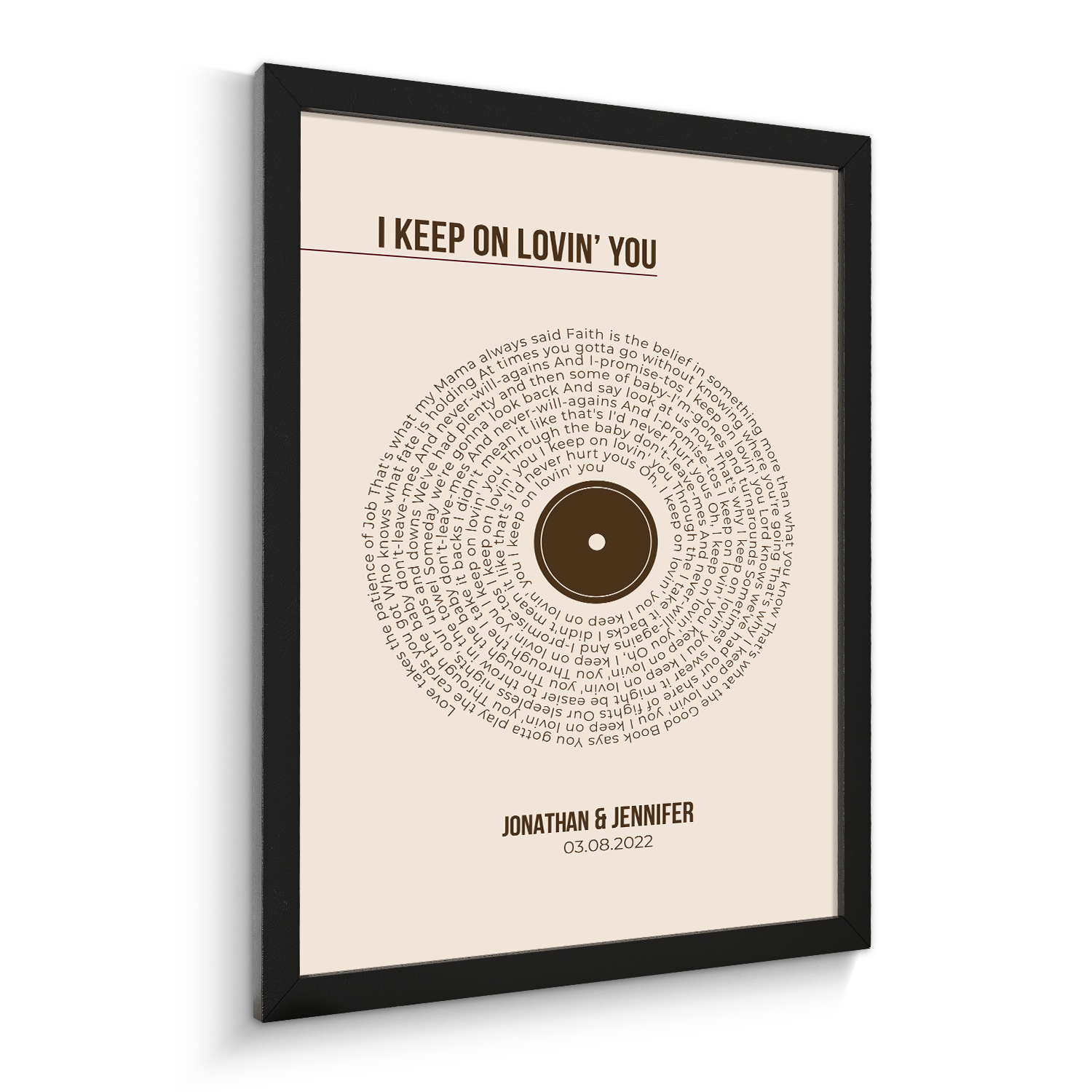 Custom Song Lyrics Print, Pastel Sand Vinyl Record Wall Art