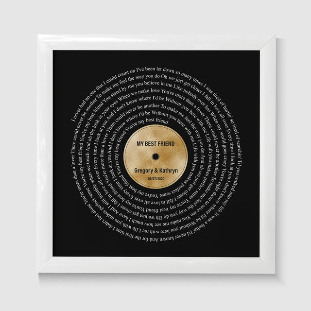 Personalized Song Lyrics On Framed Art Print, Golden Anniversary Gift