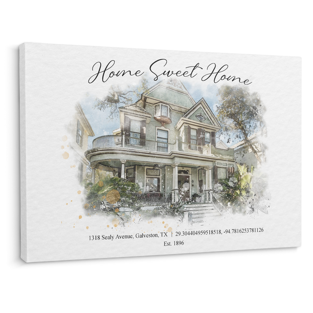 Custom Watercolor Home Portrait