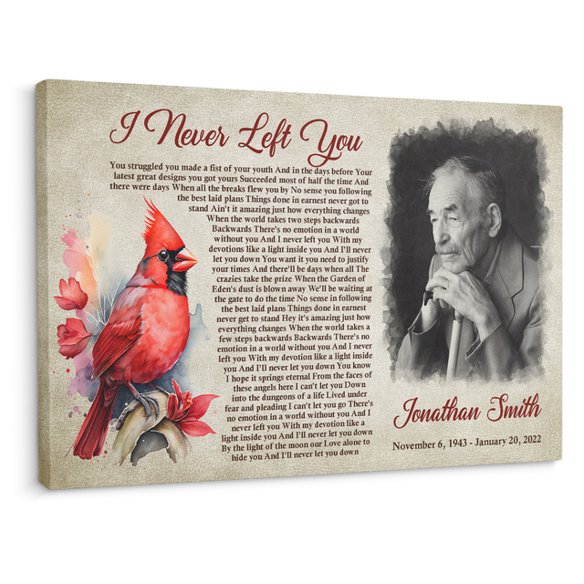 Personalized Cardinal Memorial Canvas, Custom Song Lyrics And Photo