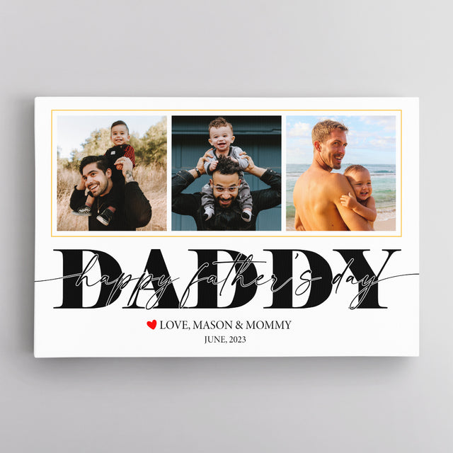 Daddy Happy Father's Day - Customizable White Background Canvas