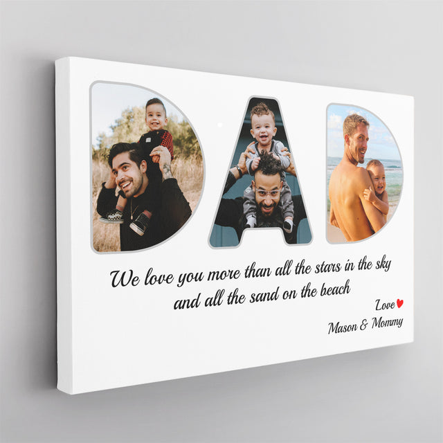 Daddy Custom Photo - Customizable White Background Canvas