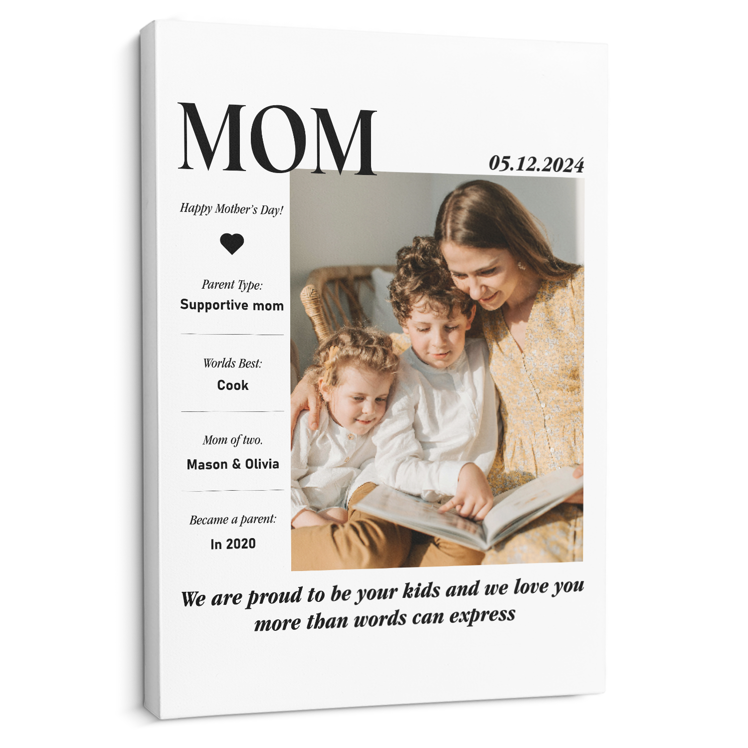 Personalized Mom Profile Photo Canvas Wall Art