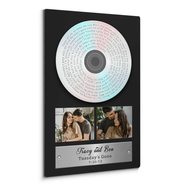 Personalized Vinyl Song Lyrics Photo Metal Print – Valentine’s Day & Anniversary Gift