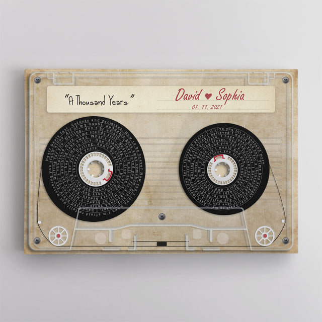 Customizable Music Song Lyrics Cassette Tape Canvas Wall Art