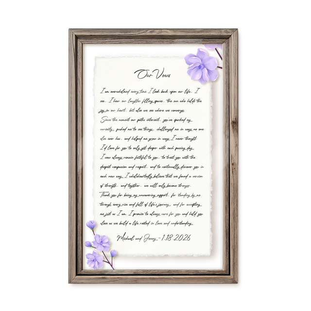 Personalized Wedding Vows 2 Layered Mix Wooden Art 8x12 inch TN03