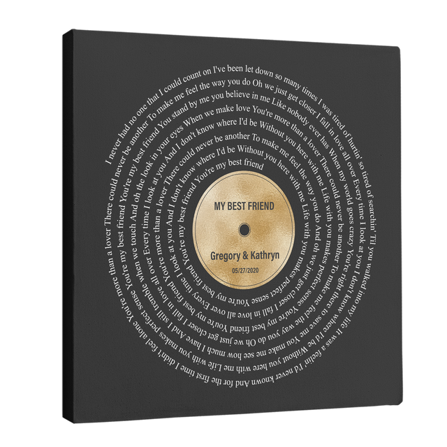 Golden Melodies Square Canvas, Custom Lyric On Wall Art