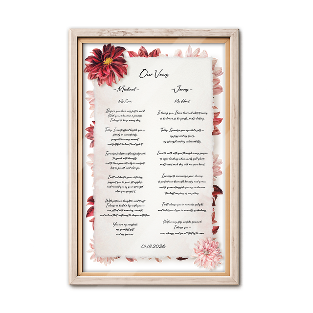 Personalized Wedding Vows 2 Layered Mix Wooden Art 8x12 inch TN04