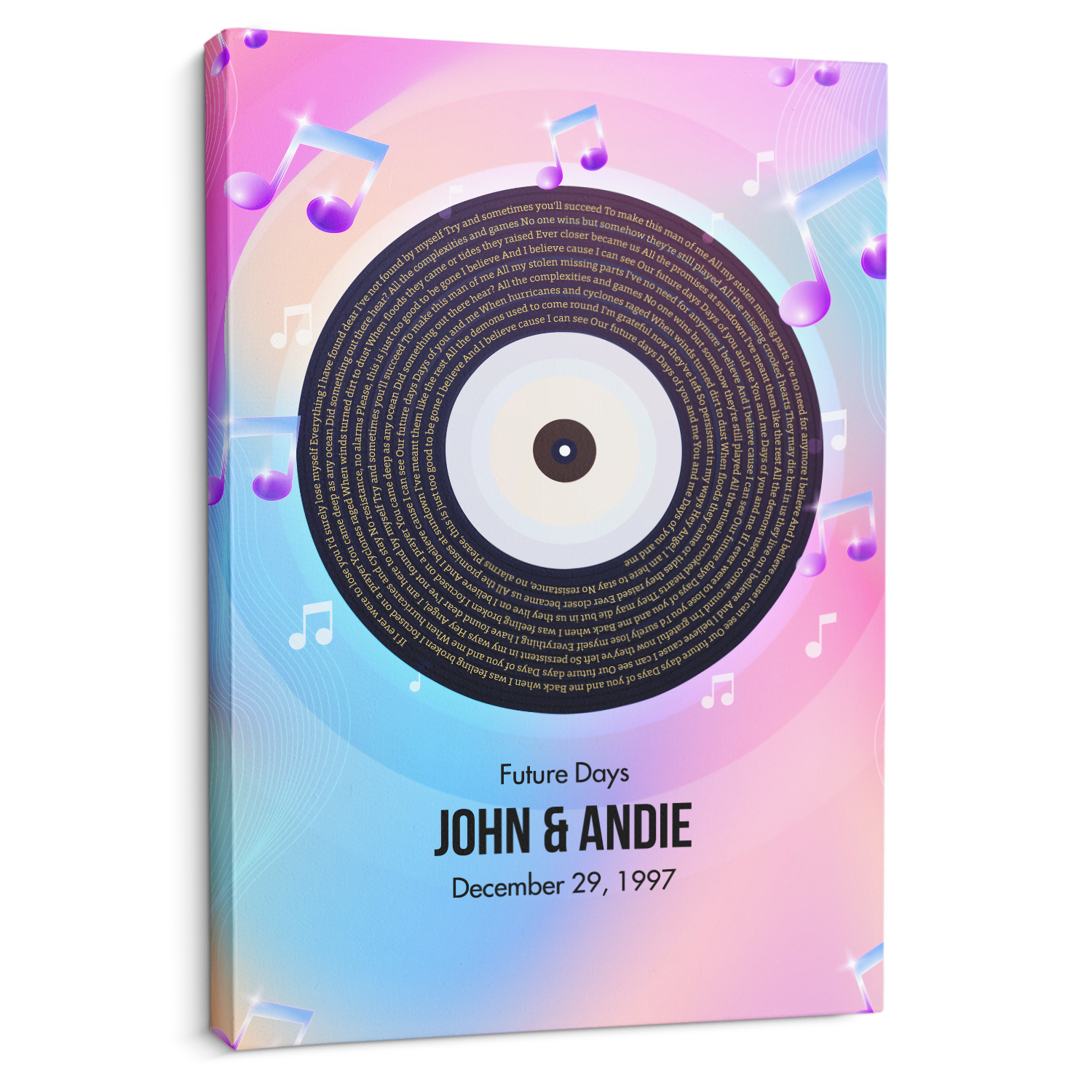 Gradient Personalized Canvas, Song Lyrics On Wall Art