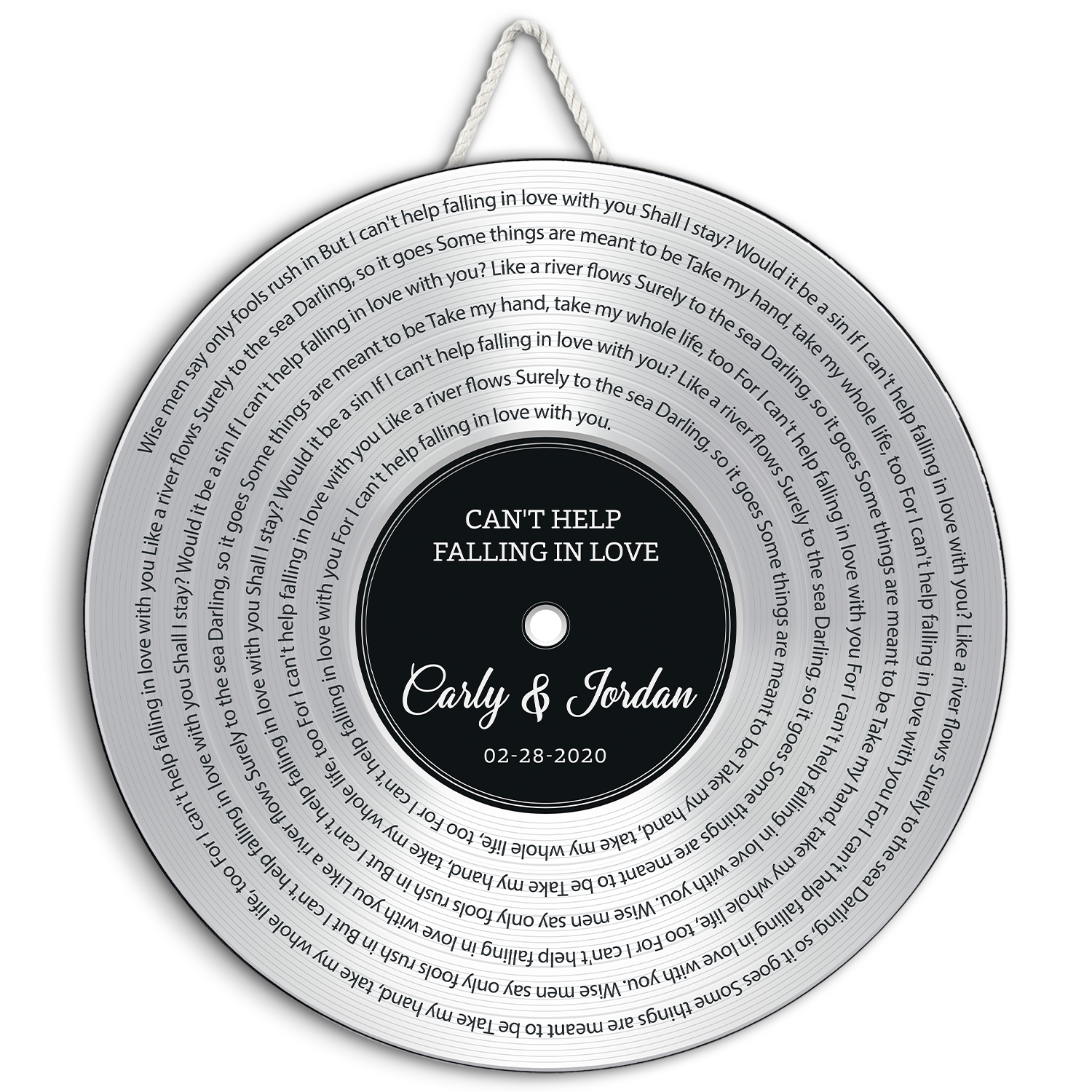 Custom Song Lyrics, Customizable Song Name And Text, Vinyl Record, Silver Style, Round Wood Sign